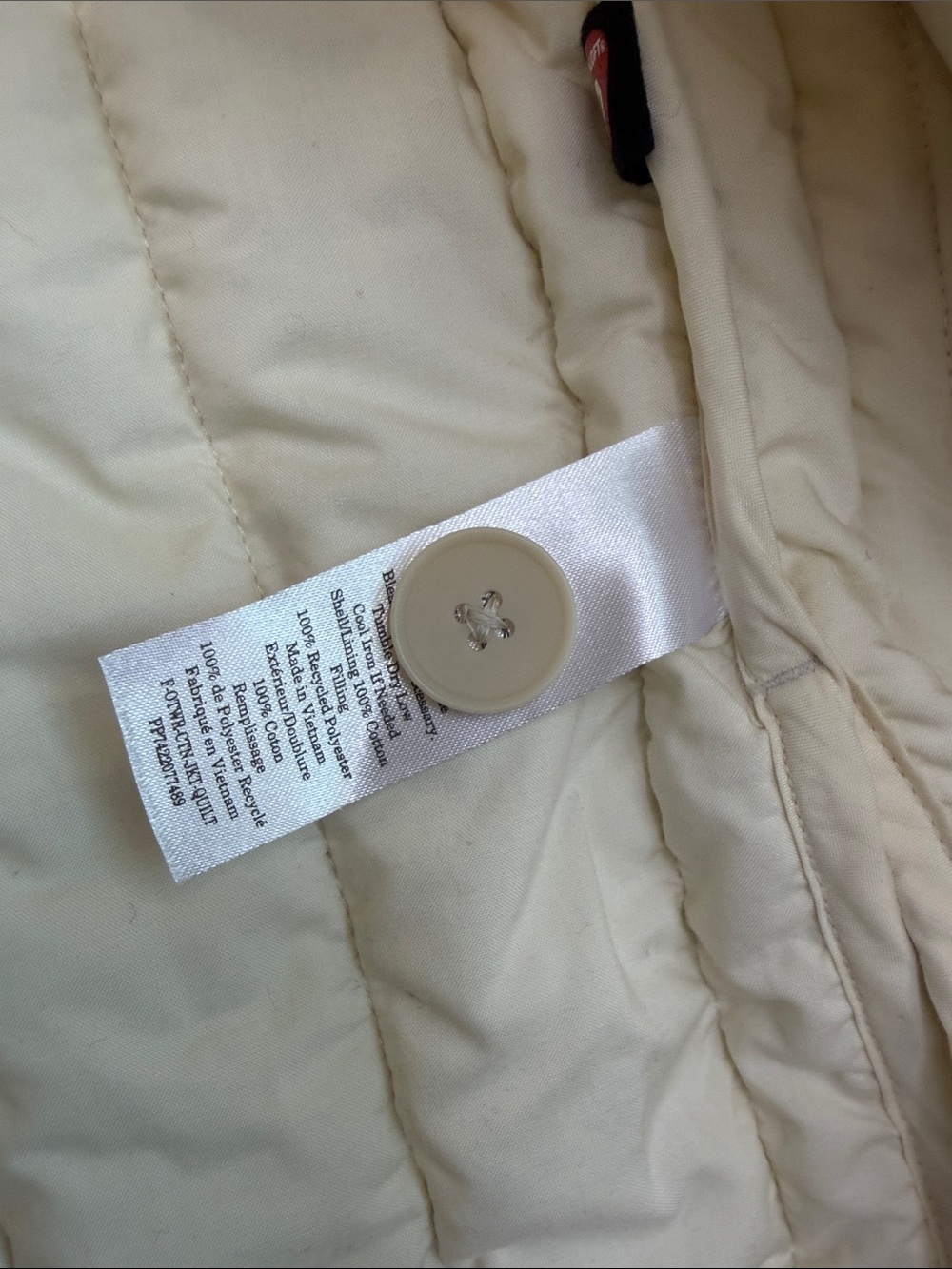 Everlane Quilted Cream Women's Coat - Classic Lightweight Jacket Size S - Picture 5 of 9